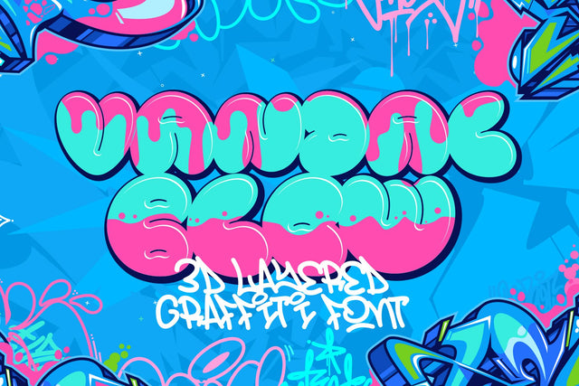 Vandal blow - 3d Layered Bubble Graffiti Font Font Mozzatype 