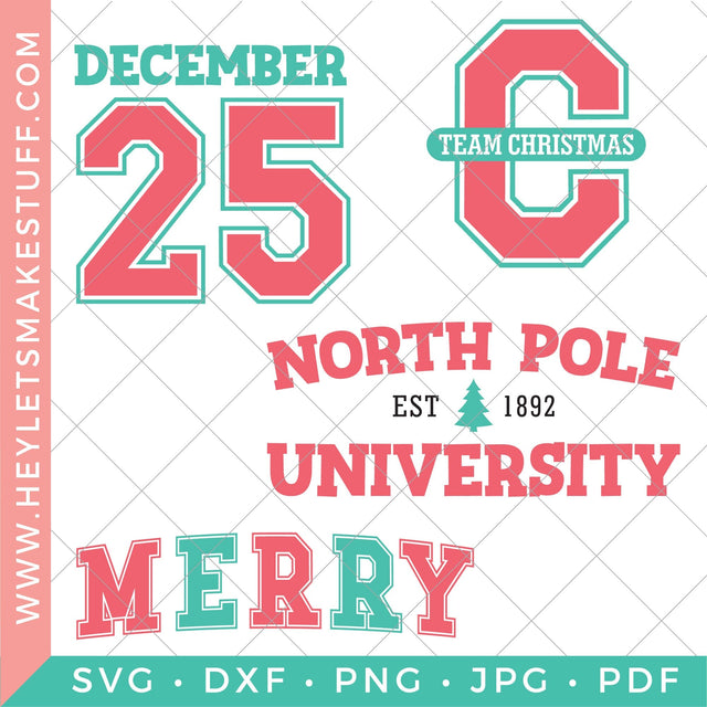 Varsity Christmas Bundle SVG Hey Let's Make Stuff 