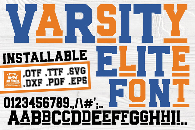 Varsity Font SVG | Varsity Elite Font OTF TTF | Bold Sports Letters for Custom Designs | Cut Files for Cricut & Silhouette Font TonisArtStudio 