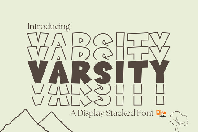 Varsity Stacked Font Dm Letter Studio 