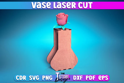 Vase Laser Cut Design | Flower Vase Design Laser Cut Design | CNC Files SVG The T Store Design 