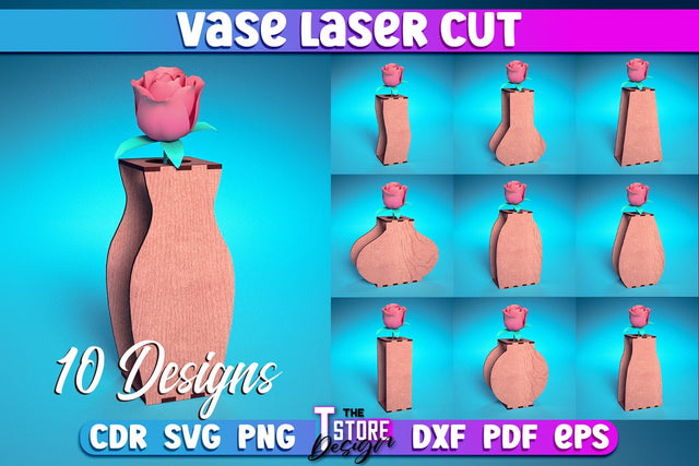 Vase Laser Cut Design | Flower Vase Design Laser Cut Design | CNC Files SVG The T Store Design 