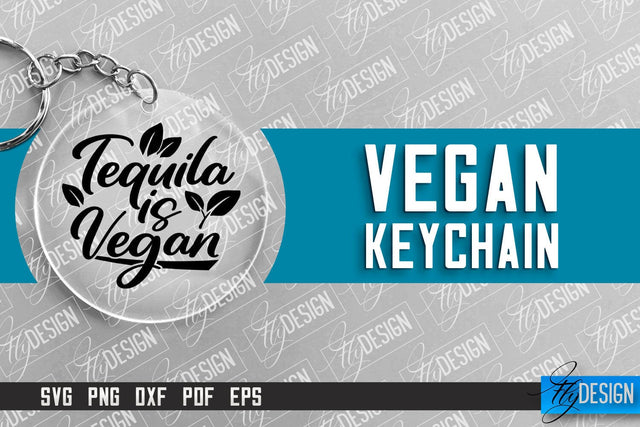 Vegan Keychain Design | Round Keychain Design | Quotes SVG SVG Fly Design 