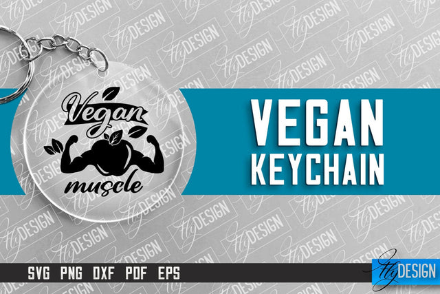 Vegan Keychain Design | Round Keychain Design | Quotes SVG SVG Fly Design 