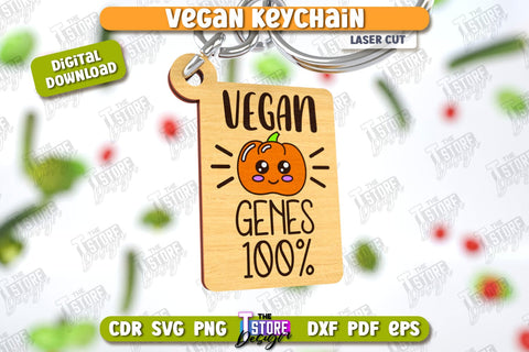 Vegan Keychain Laser Cut Bundle | Vegan Keyring | Vegetarian Gift | Quotes SVG | CNC Files SVG The T Store Design 