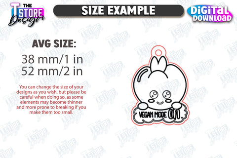 Vegan Keychain Laser Cut Bundle | Vegan Keyring | Vegetarian Gift | Quotes SVG | CNC Files SVG The T Store Design 