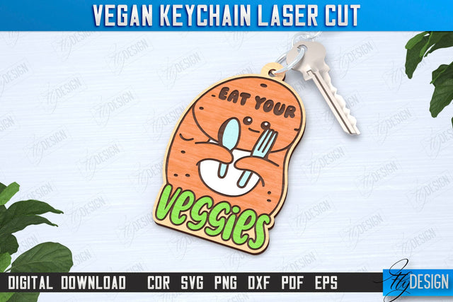 Vegan Keychain Laser Cut | Vegan Keyring | Vegetarian Gift | Quotes SVG | CNC File SVG Fly Design 