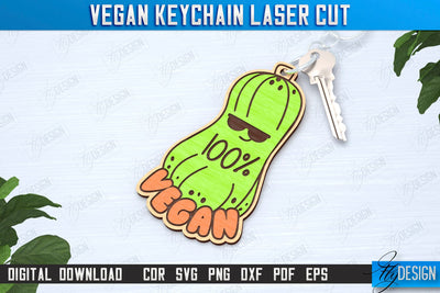 Vegan Keychain Laser Cut | Vegan Keyring | Vegetarian Gift | Quotes SVG | CNC File SVG Fly Design 