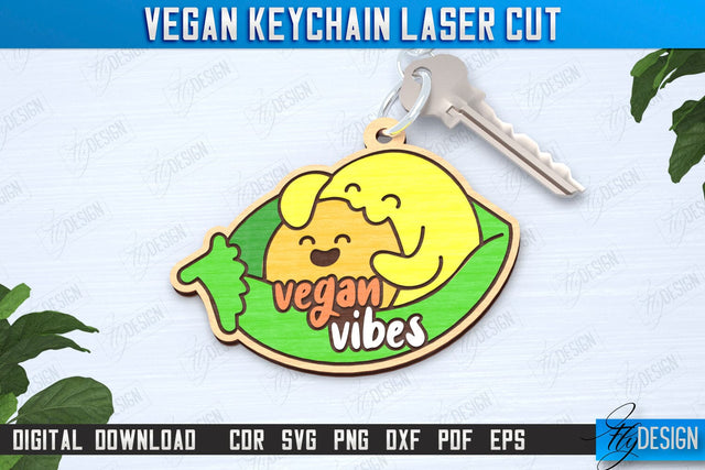 Vegan Keychain Laser Cut | Vegan Keyring | Vegetarian Gift | Quotes SVG | CNC File SVG Fly Design 