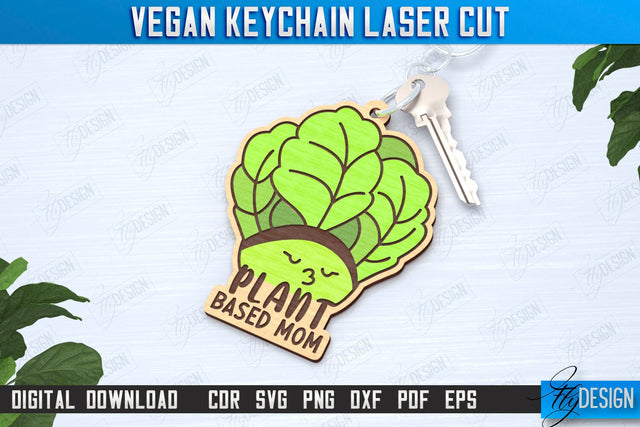 Vegan Keychain Laser Cut | Vegan Keyring | Vegetarian Gift | Quotes SVG | CNC File SVG Fly Design 