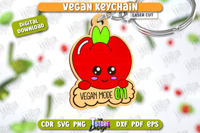 Vegan Keychain Laser Cut | Vegan Keyring | Vegetarian Gift | Quotes SVG | CNC File SVG The T Store Design 