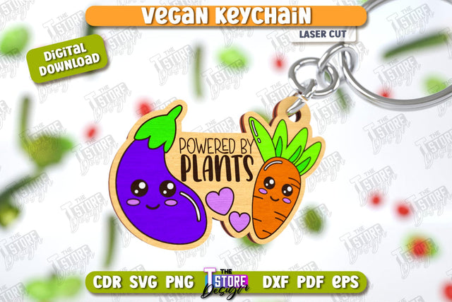 Vegan Keychain Laser Cut | Vegan Keyring | Vegetarian Gift | Quotes SVG | CNC File SVG The T Store Design 