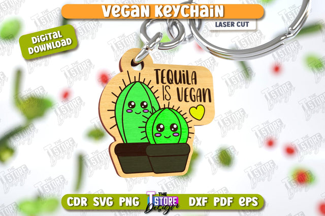 Vegan Keychain Laser Cut | Vegan Keyring | Vegetarian Gift | Quotes SVG | CNC File SVG The T Store Design 