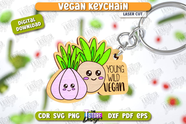 Vegan Keychain Laser Cut | Vegan Keyring | Vegetarian Gift | Quotes SVG | CNC File SVG The T Store Design 
