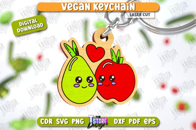 Vegan Keychain Laser Cut | Vegan Keyring | Vegetarian Gift | Quotes SVG | CNC File SVG The T Store Design 