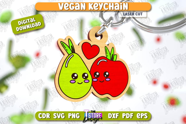 Vegan Keychain Laser Cut | Vegan Keyring | Vegetarian Gift | Quotes SVG | CNC File SVG The T Store Design 