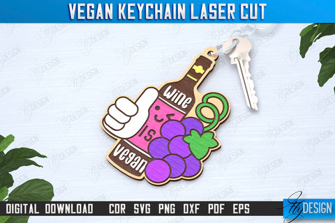 Vegan Keychains Laser Cut Bundle | Vegan Keyring | Vegetarian Gift | Quotes SVG | CNC Files SVG Fly Design 