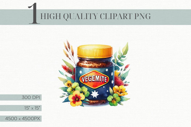 Vegemite Jar Clipart, High-Resolution Australian Spread PNG Sublimation BijouBay 