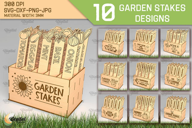 Vegetables Garden Stakes SVG Bundle. Plant Markers Laser Cut SVG Evgenyia Guschina 