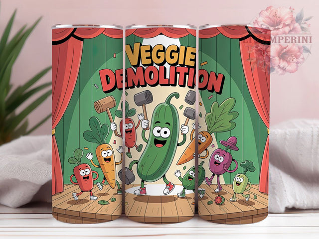 Veggie Demolition 20oz Tumbler, Veggie Demolition, Tumbler Wrap, Sublimation Design, 20oz Tumbler, Kitchen Humor, Cooking Fun Sublimation Li Zamperini 