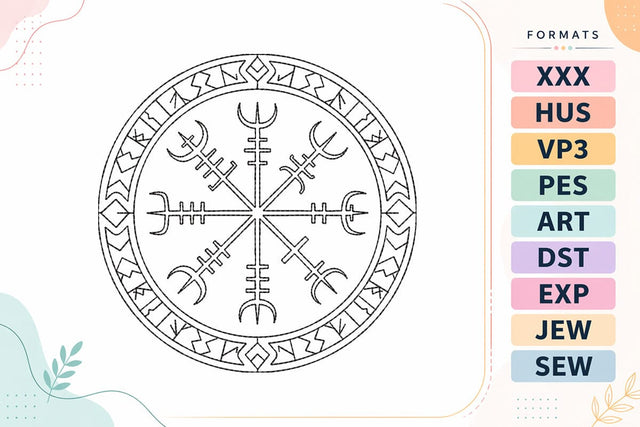 Vegvisir Viking Compass Embroidery Design Embroidery/Applique DESIGNS sg embroidery 