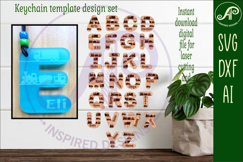 Vehicle theme tag letter designs keychain DIGITAL SVG SVG APInspireddesigns 