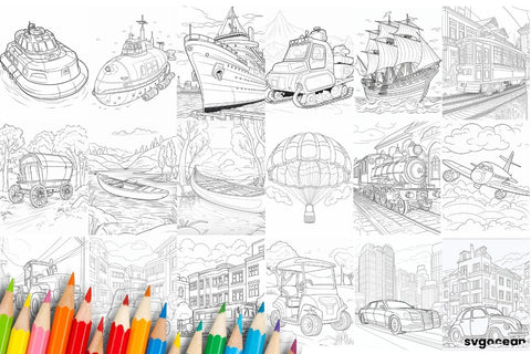 Vehicles Coloring Book | Coloring pages for kids SVG SvgOcean 