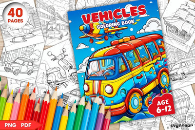 Vehicles Coloring Book | Coloring pages for kids SVG SvgOcean 