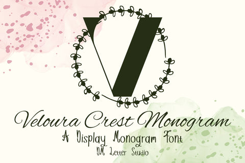 Veloura Crest Monogram – Regal Serif Monogram with Decorative Crest Style Font Dm Letter Studio 