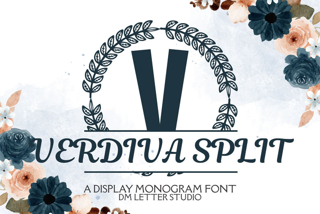 Verdiva Split Monogram Font Dm Letter Studio 
