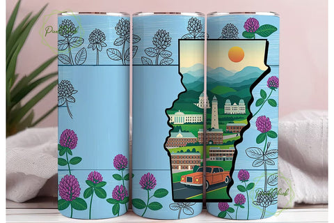 Vermont Red Clover Landscape Tumbler Sublimation PixelChick 