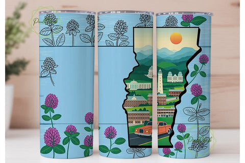 Vermont Red Clover Landscape Tumbler Sublimation PixelChick 