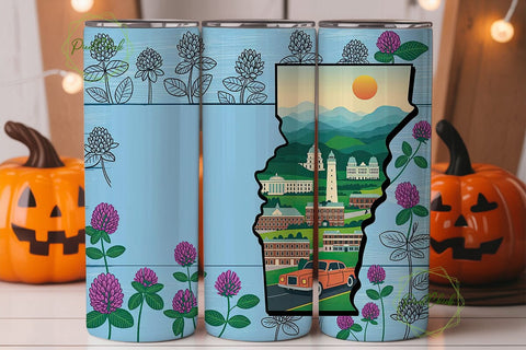 Vermont Red Clover Landscape Tumbler Sublimation PixelChick 