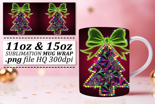 Versatile designs for mugs, express your creativity! , Neon Xmas Sublimation afrosvg 