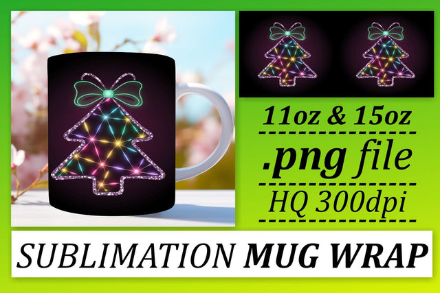 Versatile mug templates, ideal for any crafting project! , Neon Xmas Sublimation afrosvg 