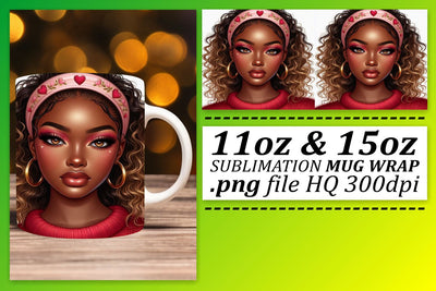 Versatile mug wrap designs, perfect for any celebration! , Love Girl Sublimation afrosvg 