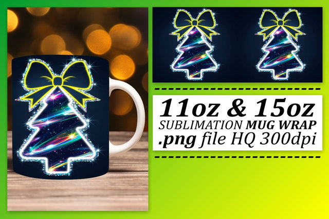 Versatile mug wrap templates, perfect for any style! , Neon Xmas Sublimation afrosvg 