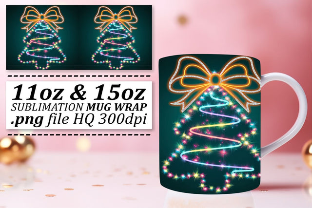 Versatile mug wrap templates, perfect for crafting! , Neon Xmas Sublimation afrosvg 
