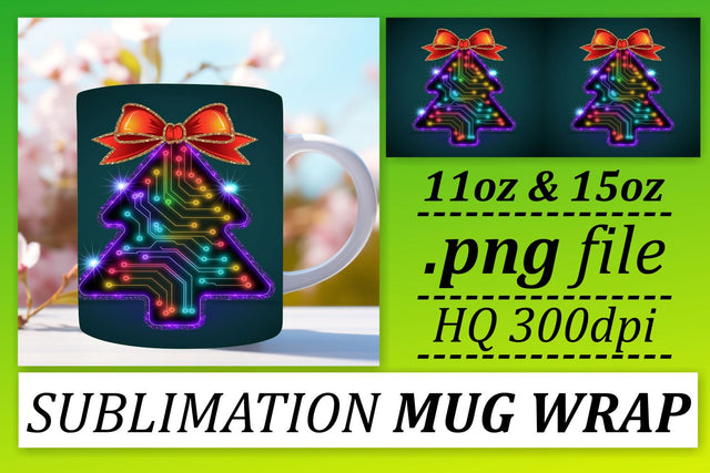 Versatile mug wrap templates, perfect for crafting! , Neon Xmas Sublimation afrosvg 