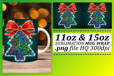Versatile mug wraps, great for all occasions! , Neon Xmas Sublimation afrosvg 