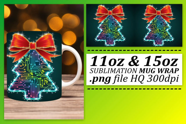Versatile mug wraps, great for all occasions! , Neon Xmas Sublimation afrosvg 