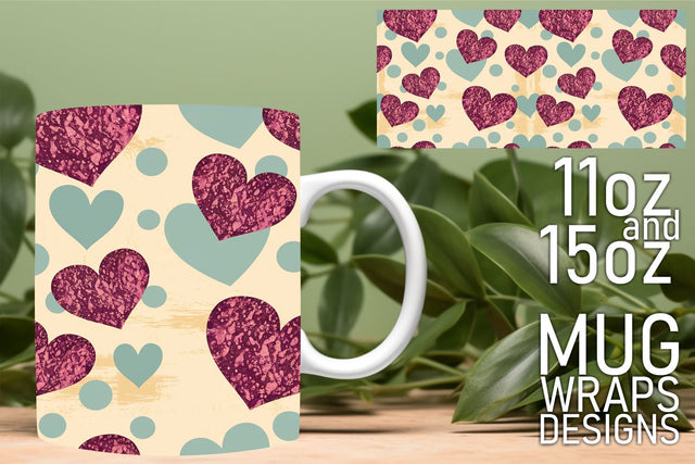 Versatile mug wraps, perfect for DIY and personalized gifts! , Heart Sublimation HoodArtCraft 