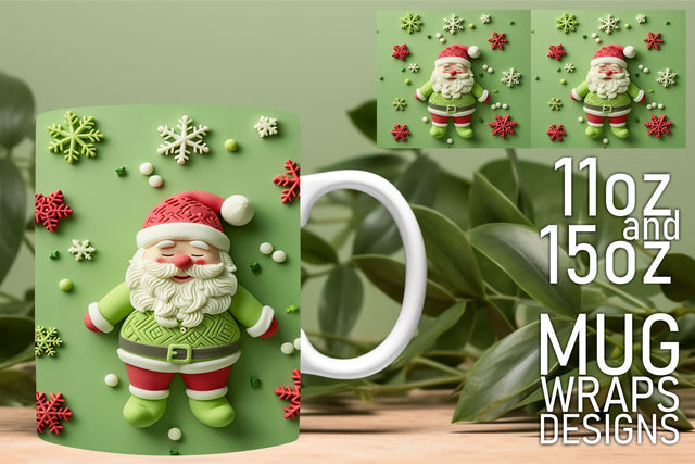 Versatile mug wraps, perfect for every creative project! , 3D Santa Sublimation HoodArtCraft 
