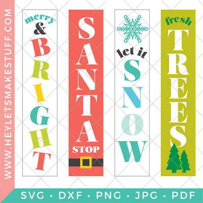Vertical Christmas Sign Bundle SVG Hey Let's Make Stuff 