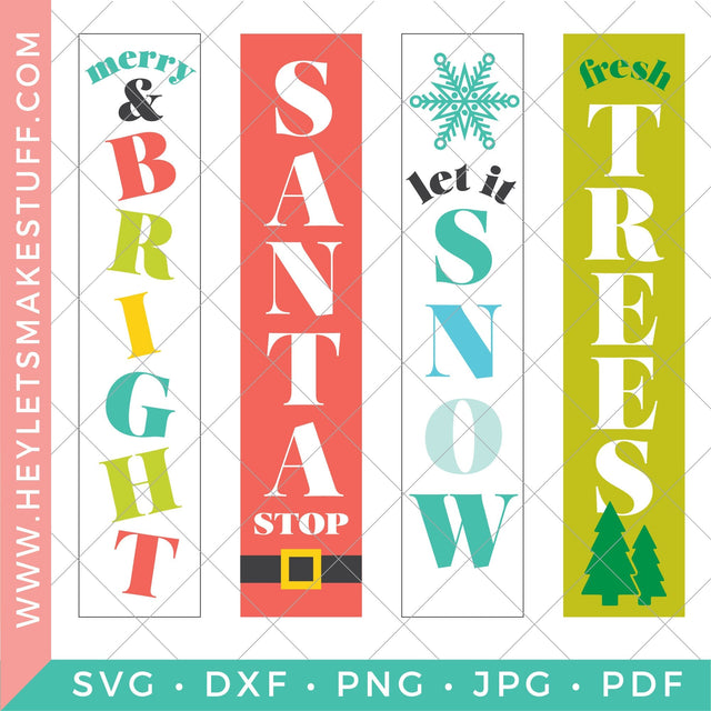 Vertical Christmas Sign Bundle SVG Hey Let's Make Stuff 