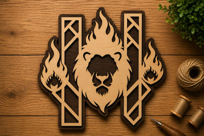 Vertical Flame Lion Laser Cut Svg File Design SVG Regulrcrative 