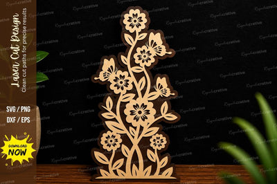 Vertical Floral Laser Cut Decorative Panel File SVG Regulrcrative 
