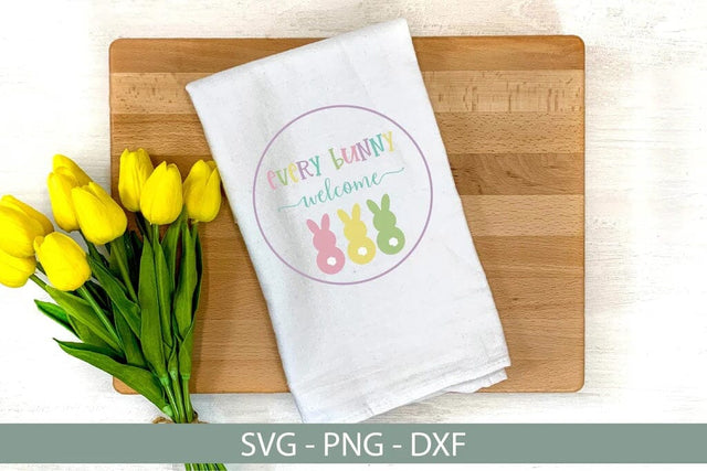 very Bunny Welcome SVG - Easter Door Hanger Round Sign Cut File SVG Silhouette School Blog Design Shop 