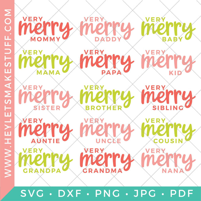 Very Merry Family for Christmas Shirts / Pajamas Bundle SVG Hey Let's Make Stuff 