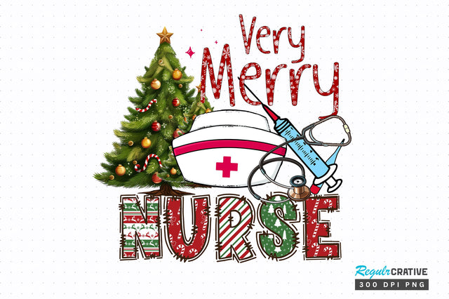 Very merry nurse png design Sublimation Regulrcrative 